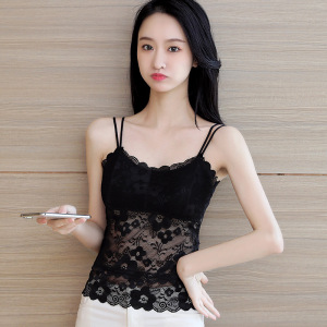 蕾丝长款美背吊带背心白色打底裹胸抹胸防走光薄款内衣女学生内搭