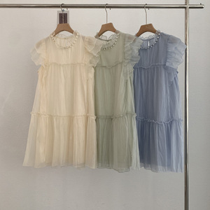 法式无袖连衣裙女士夏季2024新款小个子高级感超仙森系蕾丝网纱裙