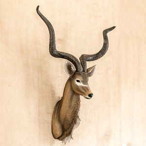 【掬涵】非洲羚羊头壁挂兽头树脂工艺品手工艺术墙面装饰野性草原