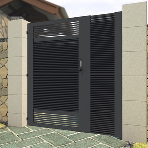 中式铁艺庭院门单双开门小院别墅门后花园子母百叶门锌钢大门栅栏