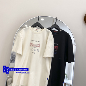 正品ader error短袖camper联名白鹿同款宽松复古印花男女夏季t恤
