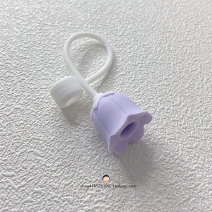 适用于吸管杯紫色兰铃花造型防尘塞非一次性可循环防灰尘吸管配件