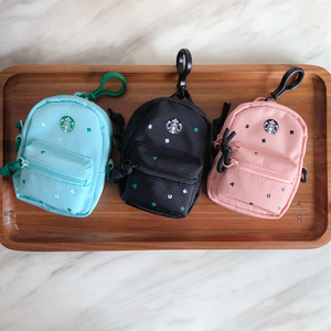 全新正品星巴克2020环保粉色绿色黑色女神logo小书包零钱包钥匙扣