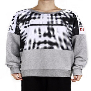 e cavempt ce 数码头像 女人脸图案 长袖圆领男女卫衣