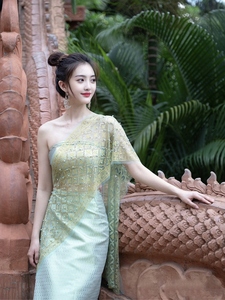 网红同款西双版纳傣族民族服装筒裙表演服夏季影楼艺术写真拍照
