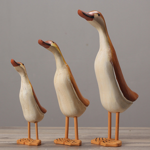 北欧风格鸭子木质动物套三鸭造型工艺品 家居装饰摆件创意礼物