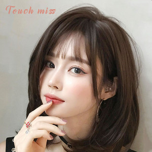 touch miss 假发女空气刘海短直发内扣修脸可爱自然时尚全头套