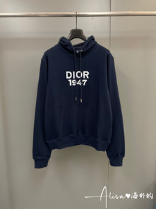 dior/迪奥 春秋男女运动休闲连帽上衣胸前数字字母刺绣logo卫衣