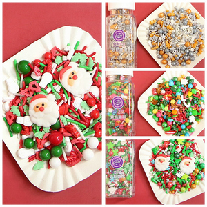 圣诞节蛋糕装饰糖珠烘焙可食用混装珍珠点缀糖果节日派对圣诞老人