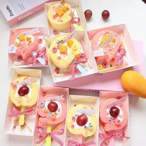 网红儿童棒棒糖蛋糕卷包装盒可爱蛋糕装饰插件烘焙一次性打包盒子