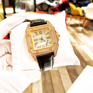 fm法兰克满钻方形手表男士网红同款时尚奢华山度潮流黄金男表正品