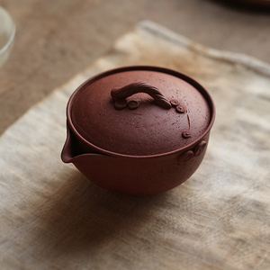 朱泥紫砂高端手抓壶手工手捏壶带过滤泡茶壶茶具单个泡茶碗盖碗