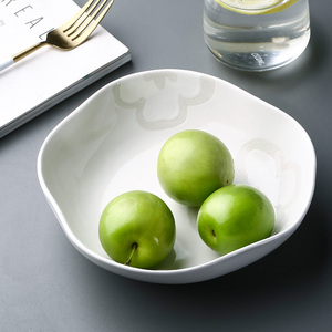 瓷彩美日式异形沙拉碗冰裂釉餐具创意家用陶瓷碗沙拉碗纯白水果碗