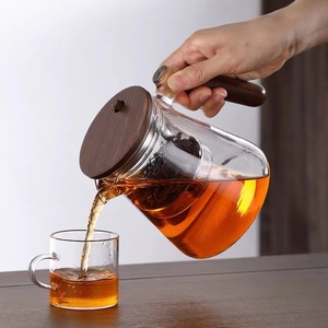 胡桃木飘逸杯泡茶壶透明过滤功夫茶具加厚耐热玻璃内胆侧把泡茶杯