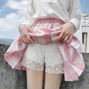 jk安全裤裙女防走光夏可外穿不卷边lolita可爱薄款白色蕾丝打底裤