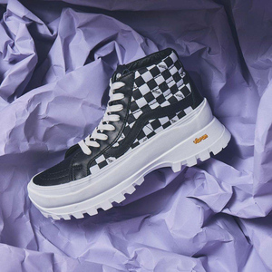 正品vans sk8-hi vibram增高厚底老爹鞋经典复古棋盘格男女休闲鞋