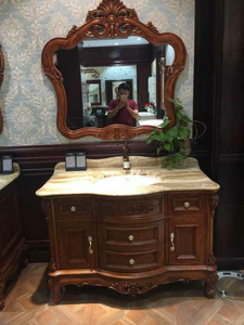 欧式浴室柜组合实木落地红橡木双盆洗手洗脸盆卫生间洗漱台卫浴柜