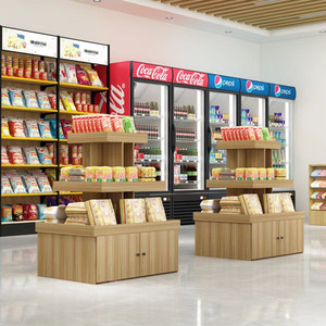 木质中岛柜货柜堆头化妆品展示台促销陈列柜加油站方形商超市货架