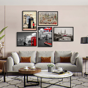 英国伦敦风景海报挂画现代欧式建筑装饰画客厅沙发背景墙有框壁画