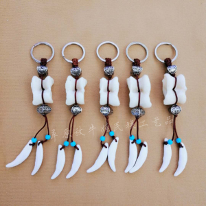 羊嘎拉哈钥匙链 真羊拐骨包挂件蒙古特色工艺品民族风情装饰品