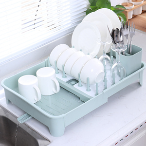 碗架沥水架厨房放碗碟塑料收纳架可伸缩水槽晾碗架单层碗筷收纳盒