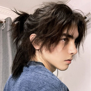 狼尾假发男木村拓哉同款中分男士长发日系武士头男生鲻鱼头全头套