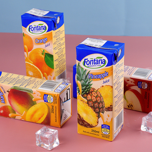 塞浦路斯原装进口芬特乐fontana菠萝汁橙汁芒果汁苹果汁250ml盒装