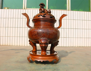 金鼎铜艺大号家用室内熏香炉供佛檀香盘香茶道纯铜香薰炉宣德炉