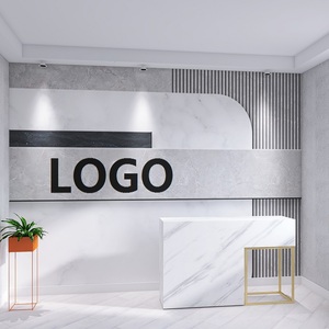 北欧简约大理石墙纸办公室公司logo形象墙壁布壁画前台背景墙壁纸