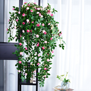 仿真绿植藤蔓假花蔷薇花玫瑰月季花壁挂暖气管道遮挡阳台花园装饰