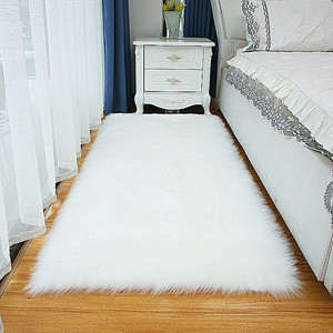 北欧长毛地毯床边毯白色仿羊毛毛毯加厚客厅茶几毯卧室衣帽间地垫