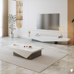 创意侘寂风茶几组合套装极简奶油风现代小户型客厅家用异形电视柜