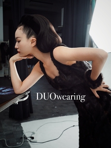 DUO智仙生+黑标系列环保皮草gao级新派优雅连衣裙