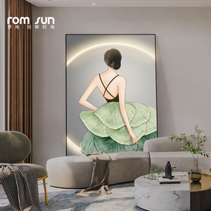 led灯美女背影玄关装饰画高级感走廊壁画现代轻奢客厅背景墙挂画