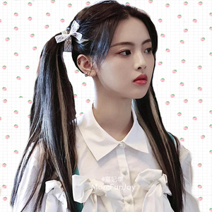 杨超越同款白色波点蕾丝双马尾蝴蝶结发夹侧边夏季碎发夹甜美仙气