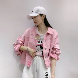 粉色蝙蝠袖牛仔外套女