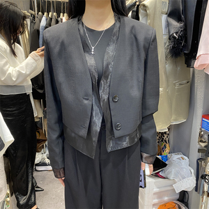 KSY假两件欧莎短款西装外套女春季韩版新款纽扣高级感复古西服潮