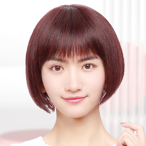 假发女短发真人发丝全头套女士发套全真自然波波头发型真发短头发