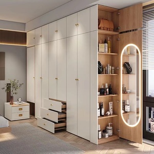 北欧奶油风衣柜现代简约卧室家用柜子整体组合六门柜子成品大衣橱
