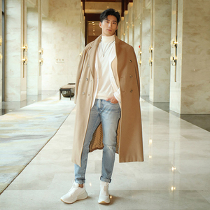 秋冬经典101801驼色羊毛羊绒大衣男长款休闲廓形毛呢外套明星同款