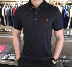 爱马仕 夏季男士商务休闲polo衫胸前h字母皮标尖领短袖t恤4人付款