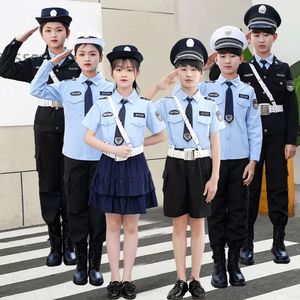 儿童警察服角色扮演帅气男女童表演服小交警衣服女夏警装制服警服