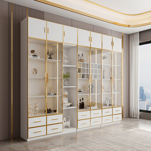 轻奢玻璃门满墙书柜简约现代带门落地置物架北欧书房展示柜子书橱