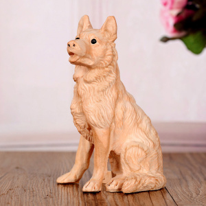 桃木狗摆件狼狗木质原木雕刻十二生肖狗家居卧室办公装饰工艺品