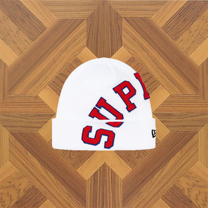 supreme new era big beanie植绒大斜logo毛线帽针织帽情侣款冷帽