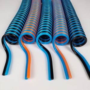 双排聚氨酯pu弹簧高压气管 空压机并排螺纹管耐磨气泵多排伸缩管