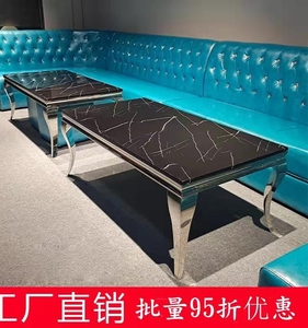 轻奢新款ktv茶几大理石钢化玻璃不锈钢高端会所酒吧现代简约桌子