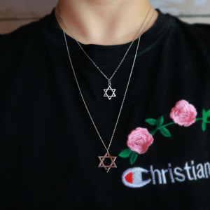 大卫星s925银六芒星项链男女纯银星星吊坠短款锁骨链elio甜茶同款