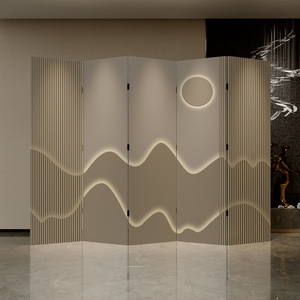 酒店入门玄关背景屏风隔断装饰简约现代餐厅会所办公遮挡折叠折屏