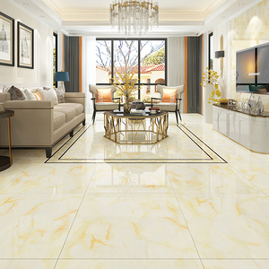 玉石米黄色800x800瓷砖客厅暖黄色系通体大理石全抛釉防滑地板砖